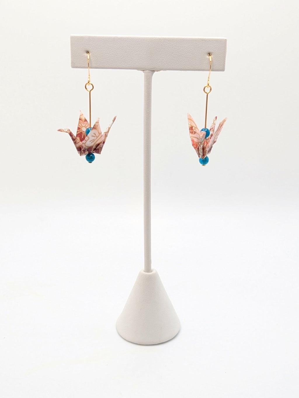 Pink Blossom, Apatite Origami Crane Earrings