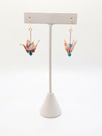 Pink Blossom, Apatite Origami Crane Earrings