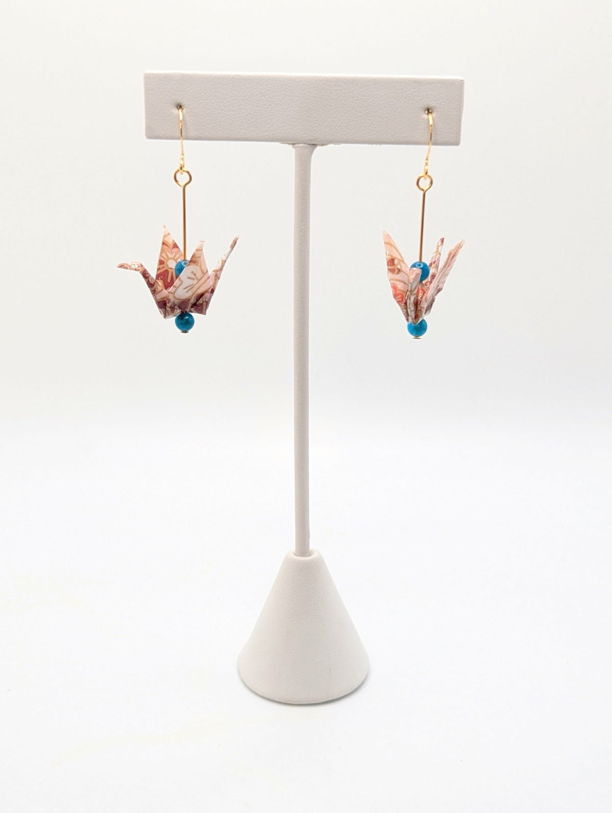 Pink Blossom, Apatite Origami Crane Earrings