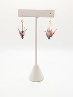 Pink Blossom, Apatite Origami Crane Earrings