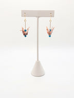 Pink Blossom, Apatite Origami Crane Earrings