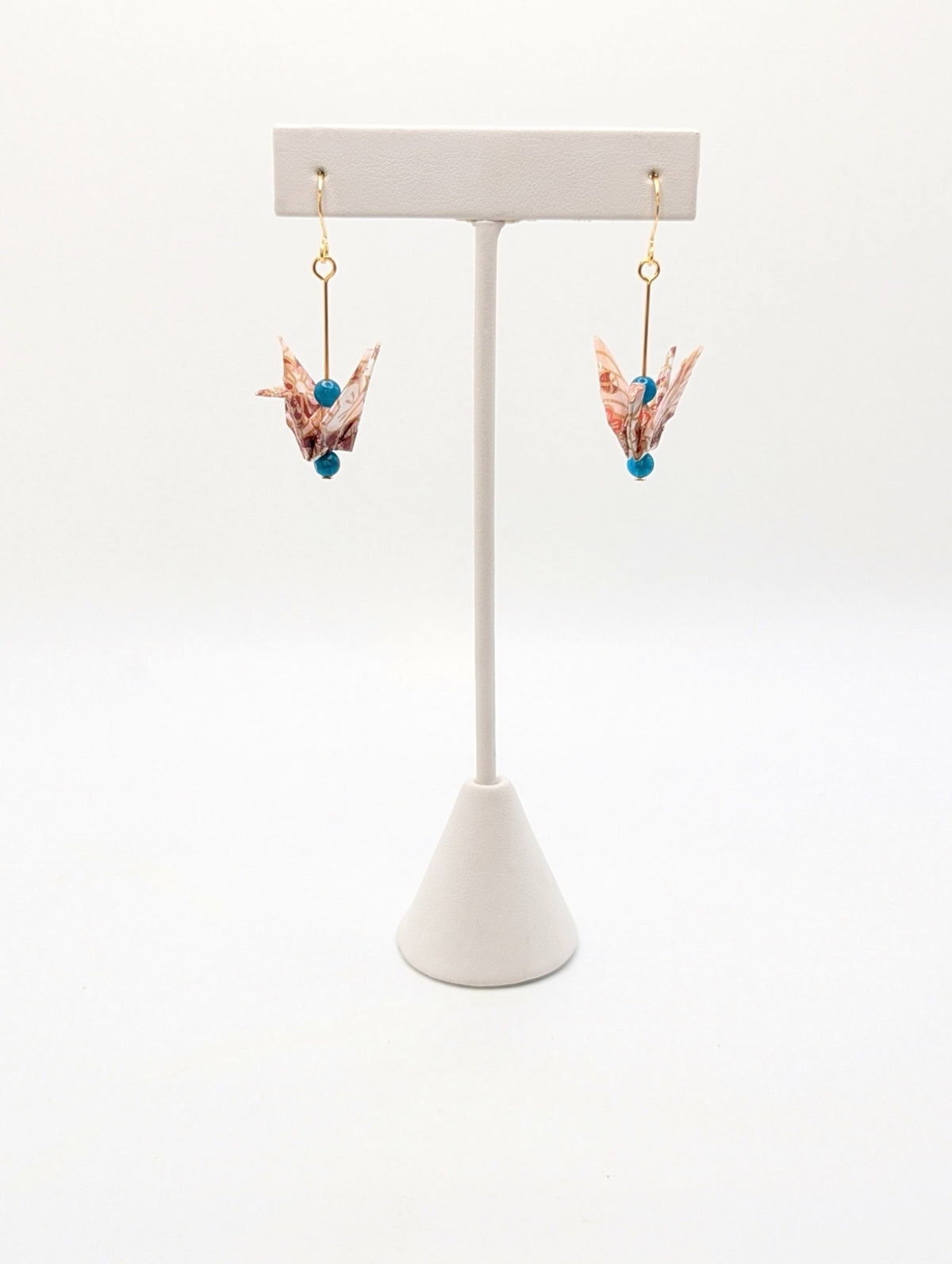 Pink Blossom, Apatite Origami Crane Earrings