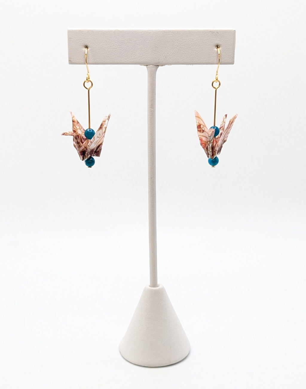 Pink Blossom, Apatite Origami Crane Earrings