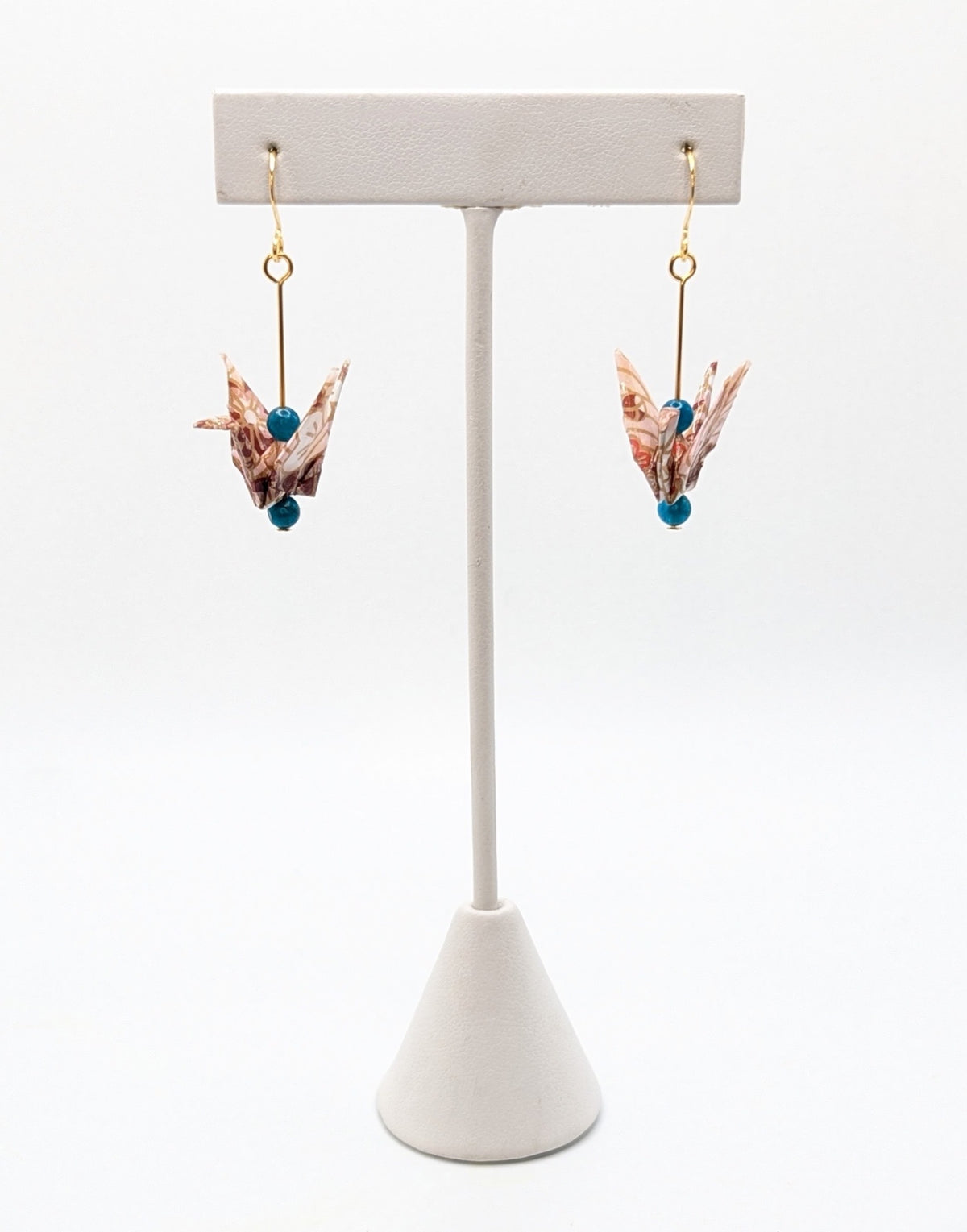 Pink Blossom, Apatite Origami Crane Earrings