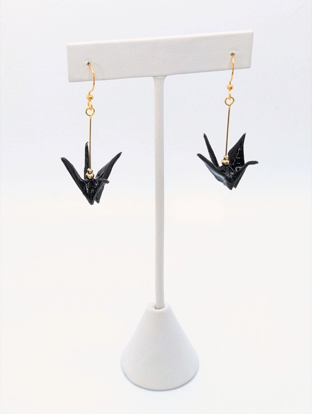 Black Origami Crane Earrings
