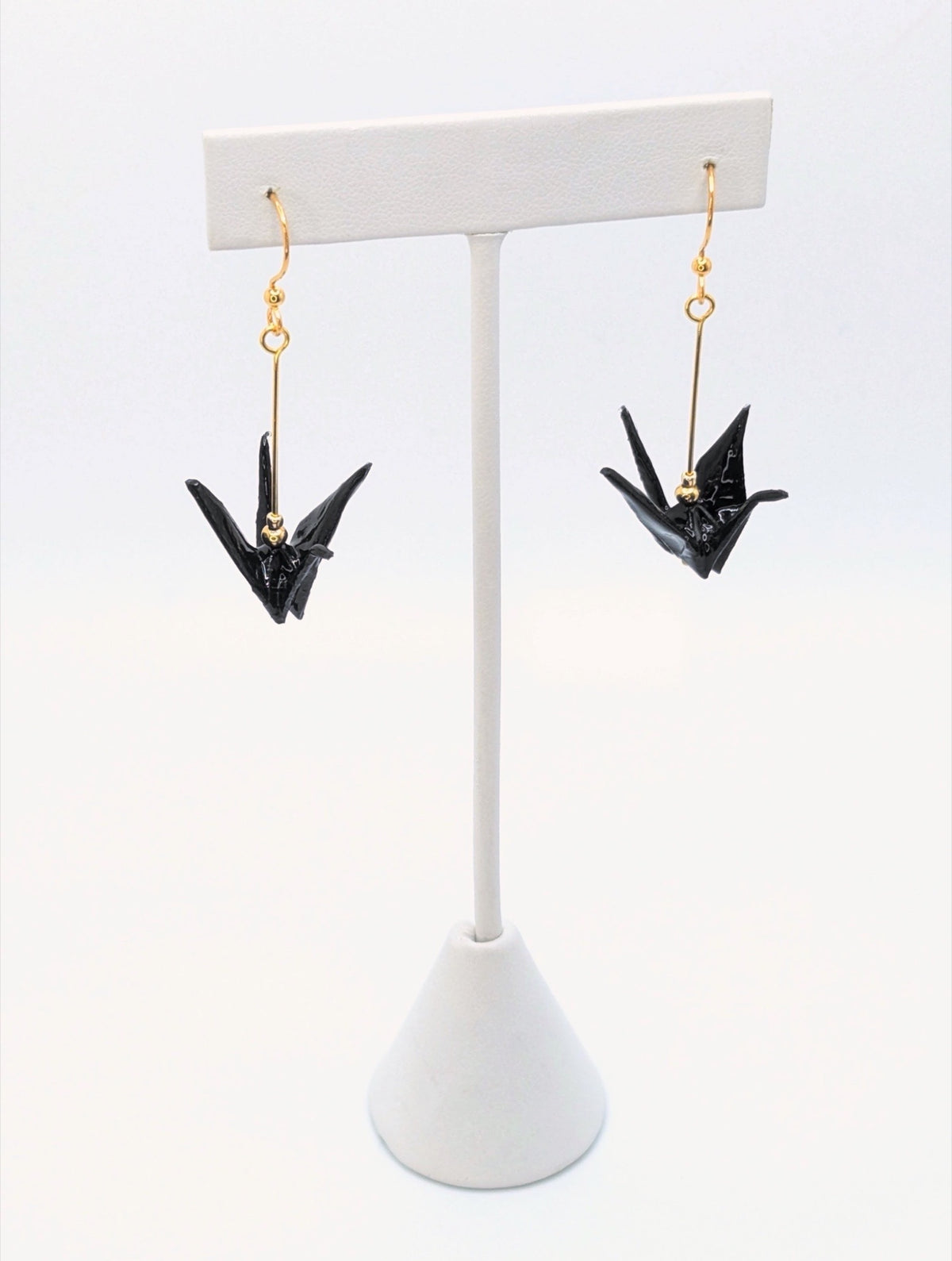 Black Origami Crane Earrings