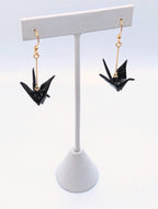 Black Origami Crane Earrings