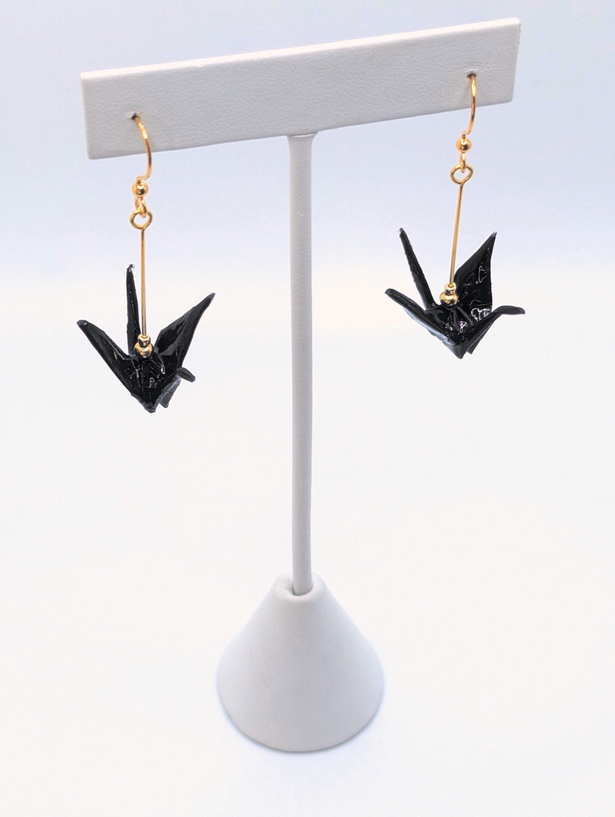 Black Origami Crane Earrings