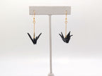 Black Origami Crane Earrings