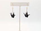 Black Origami Crane Earrings