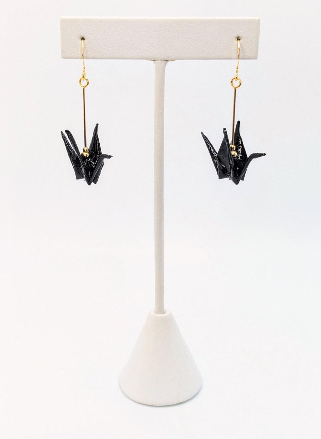 Black Origami Crane Earrings
