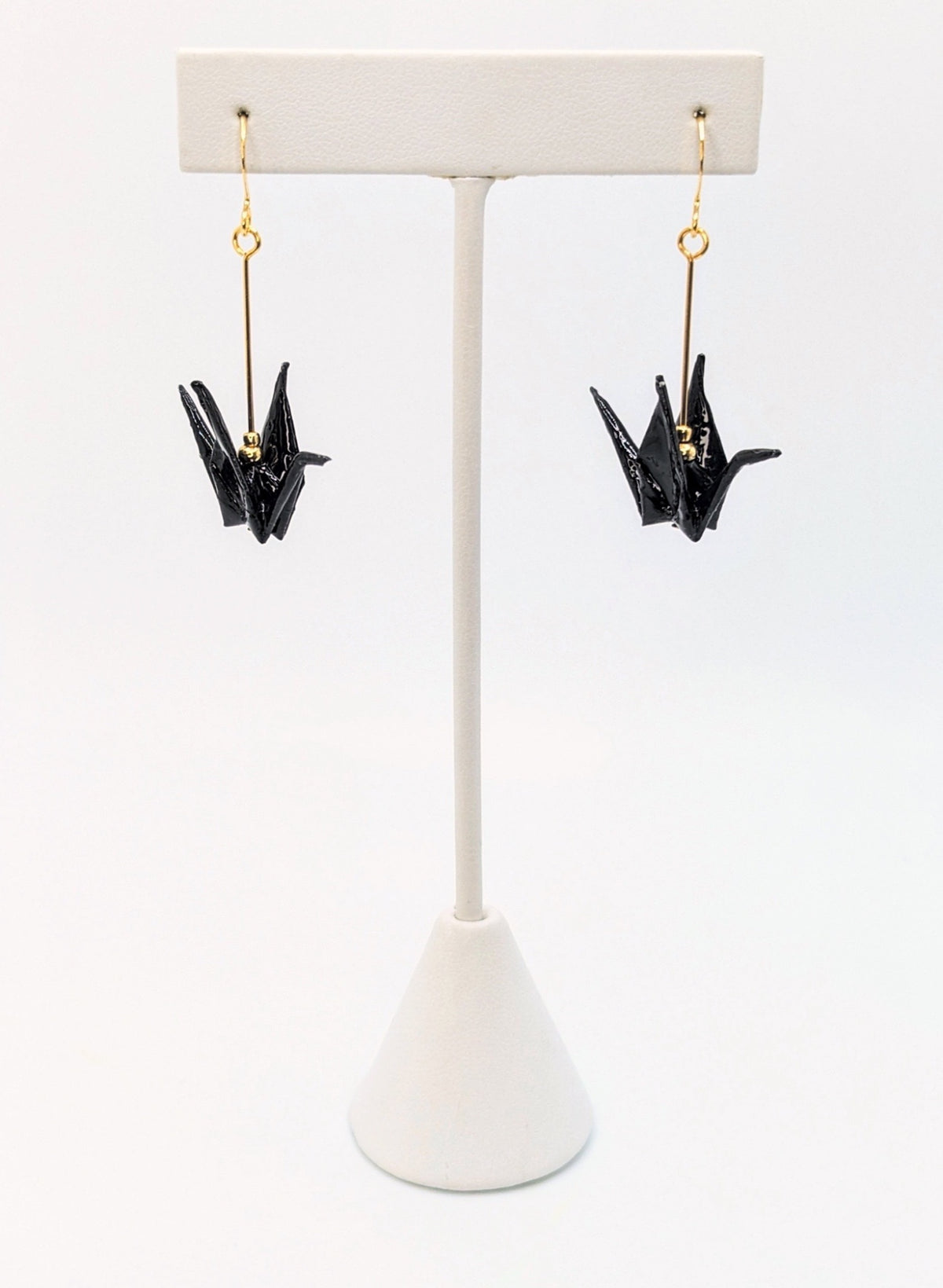 Black Origami Crane Earrings