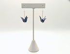 Blue Floral Origami Crane Earrings