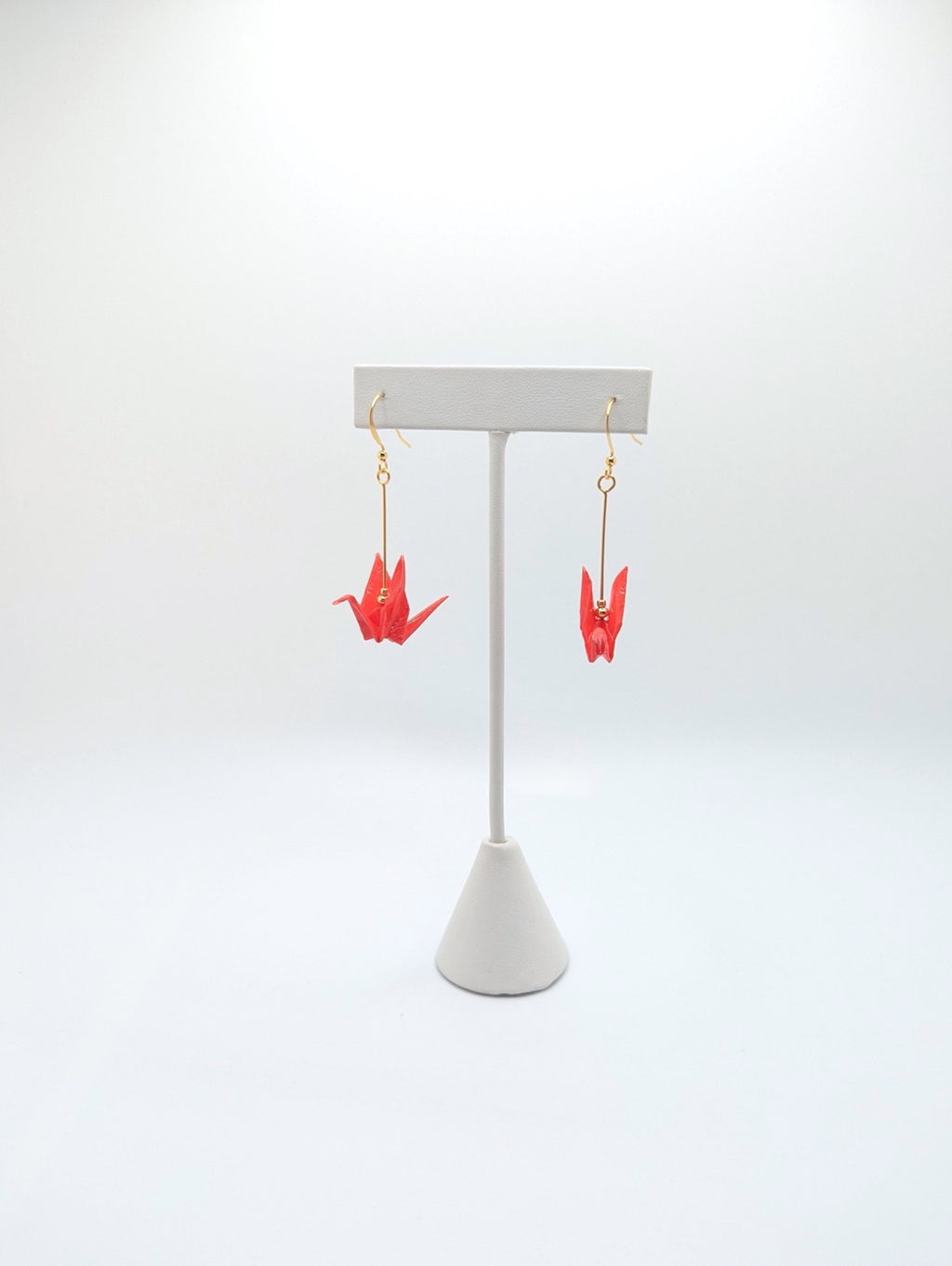 Bright Red Origami Crane Earrings