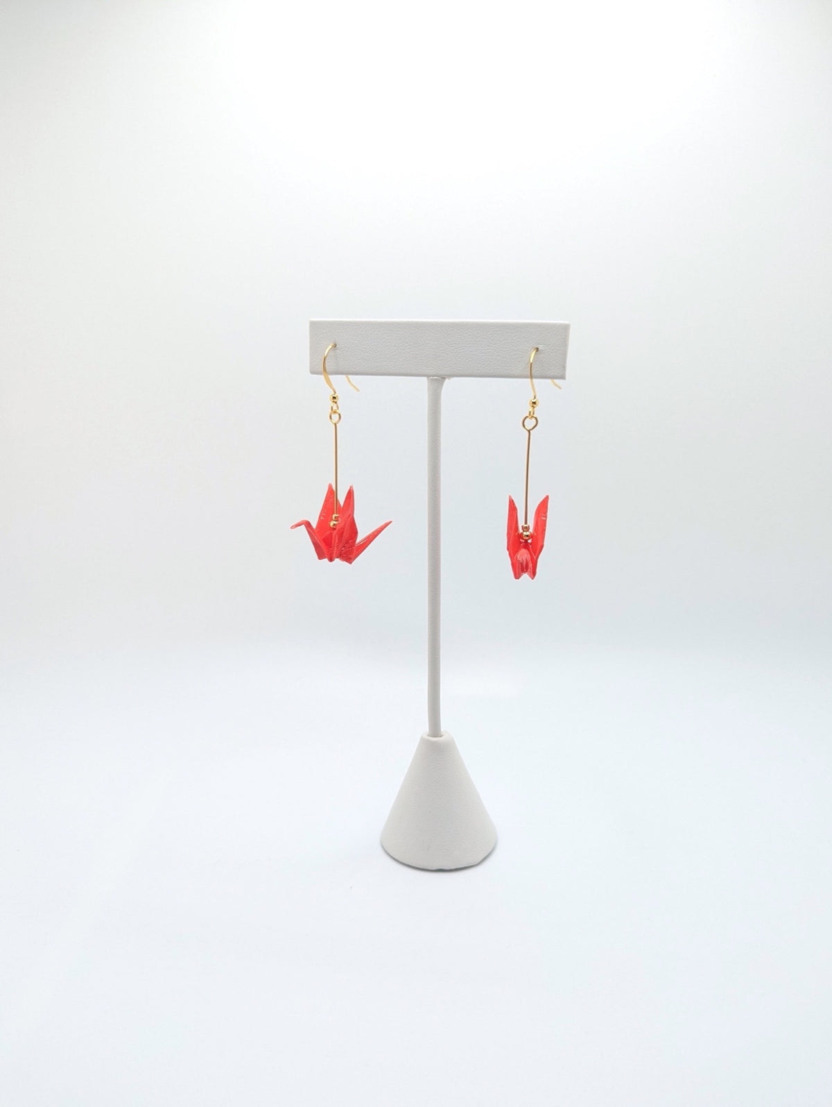 Bright Red Origami Crane Earrings