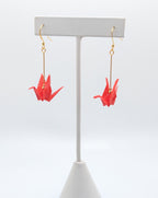 Bright Red Origami Crane Earrings