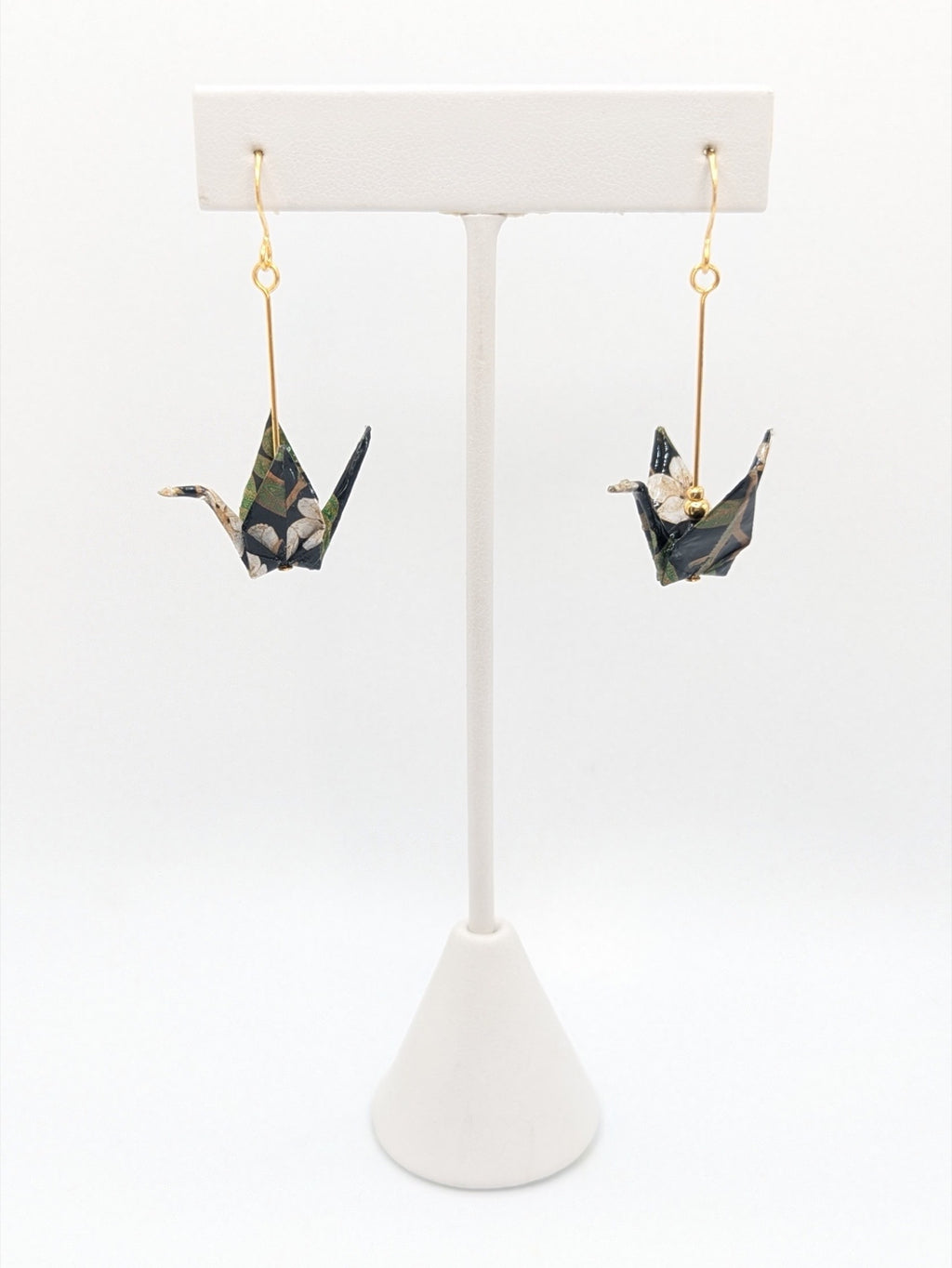 Dark Forest Origami Crane Earrings