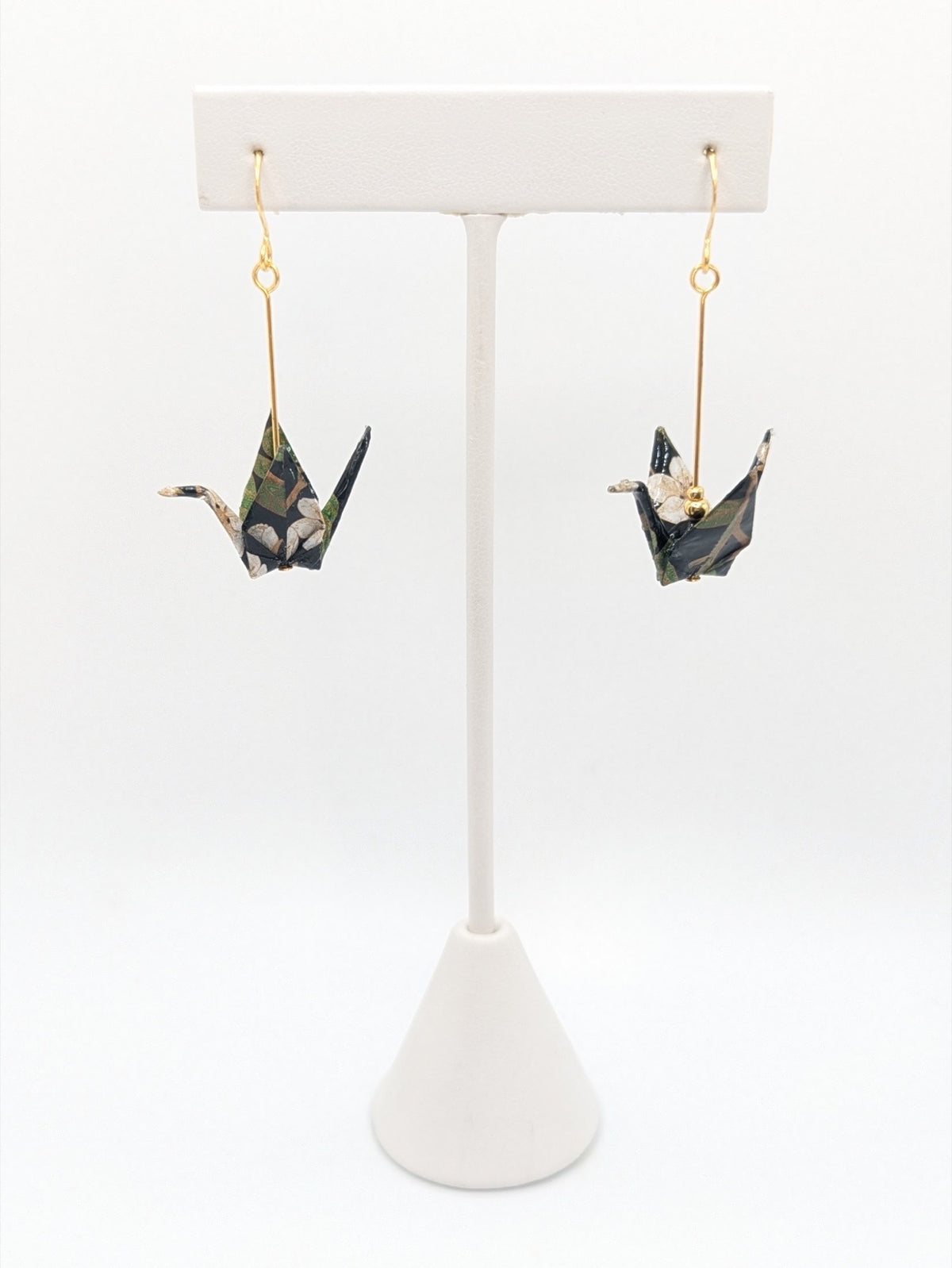 Dark Forest Origami Crane Earrings