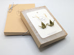 Mottled Olive Origami Crane Earrings