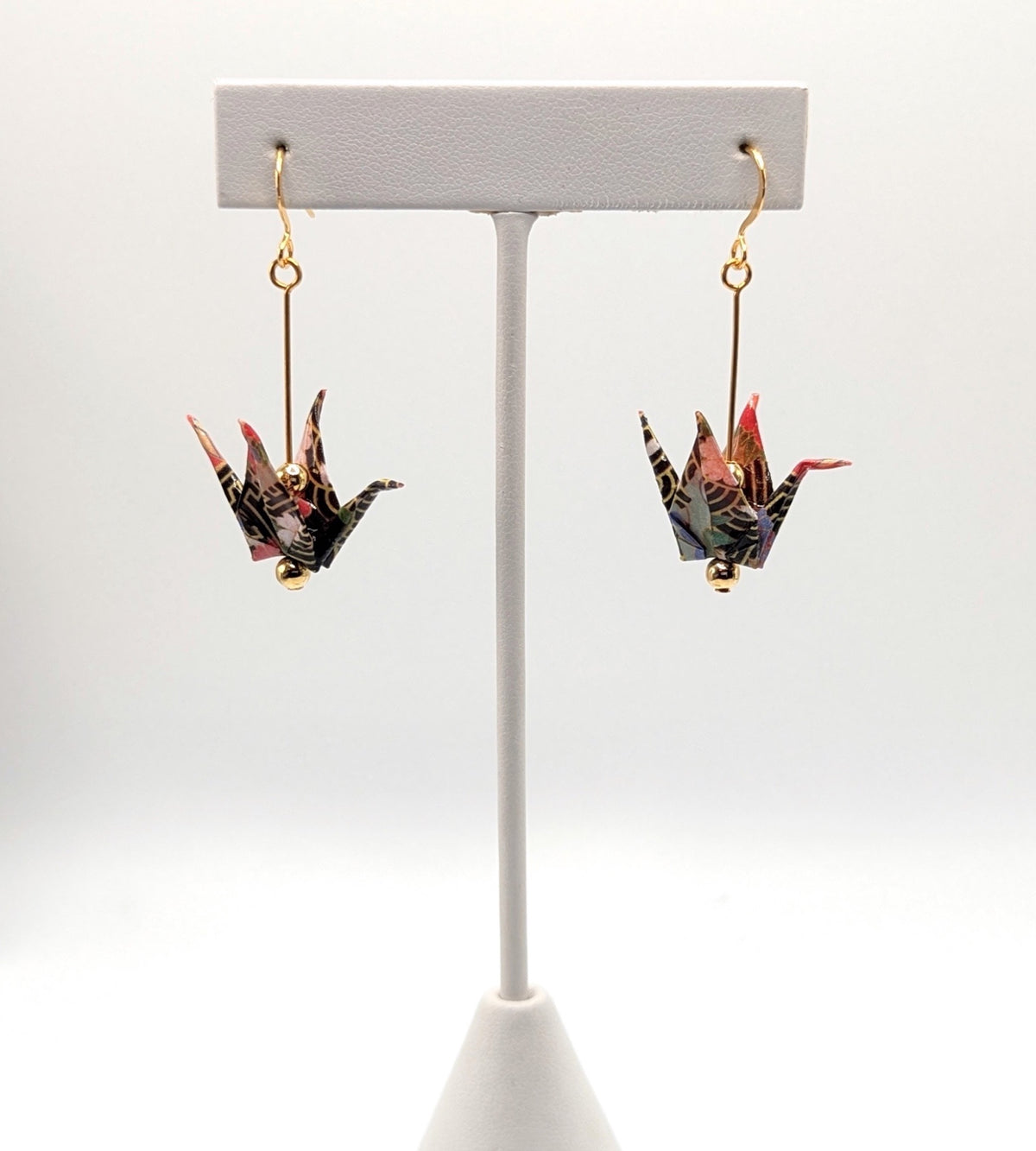 Multicolor Origami Crane Earrings