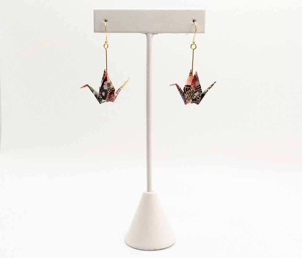 Multicolor Origami Crane Earrings
