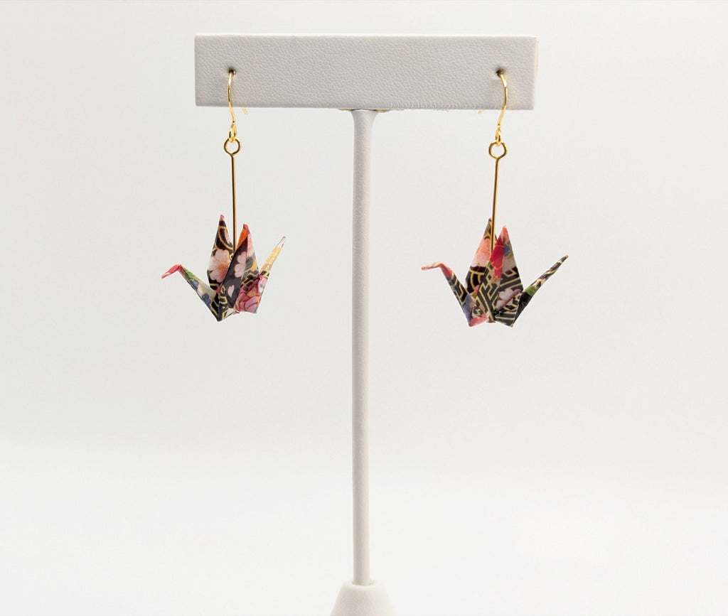 Multicolor Origami Crane Earrings