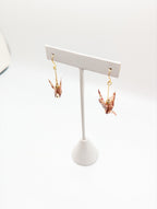 Pink Blossom Origami Crane Earrings