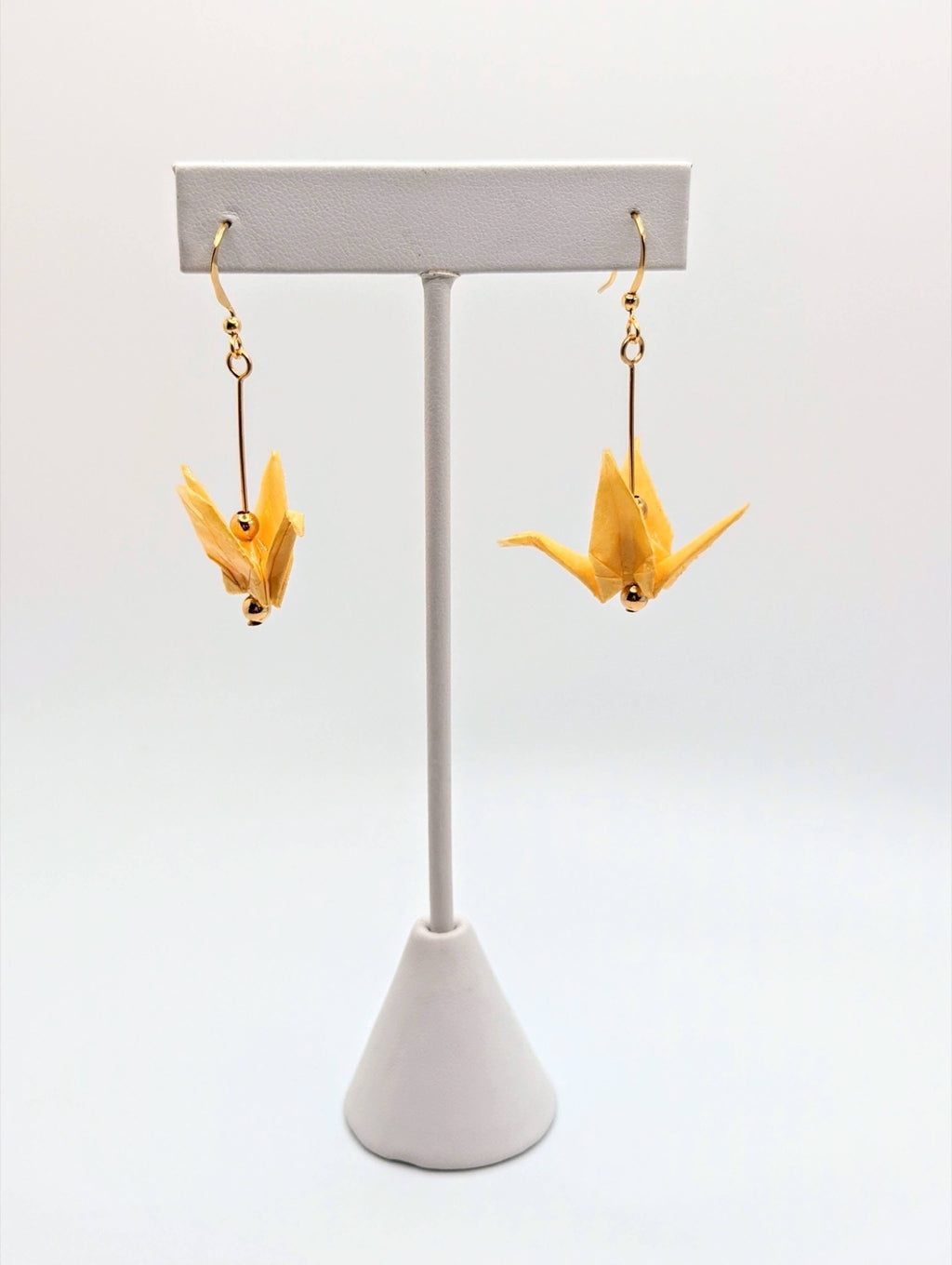 Soft Yellow Origami Crane Earrings