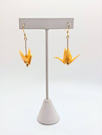 Soft Yellow Origami Crane Earrings