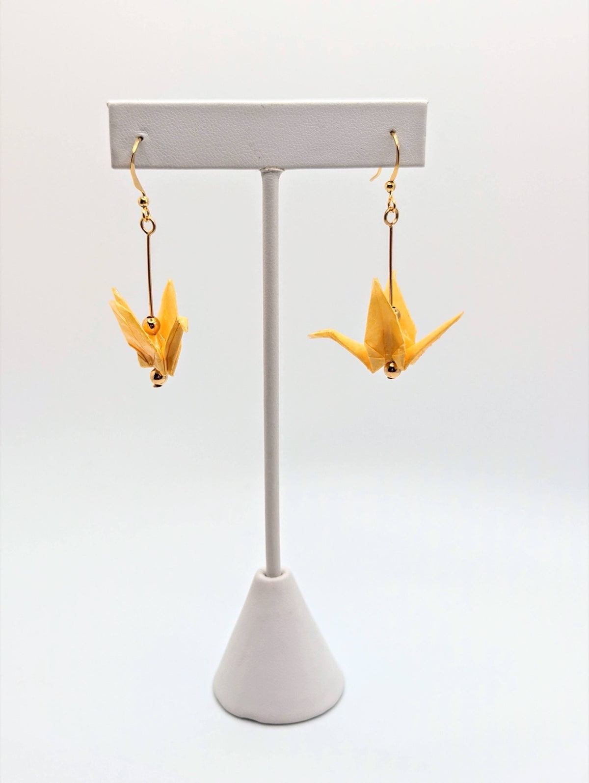 Soft Yellow Origami Crane Earrings