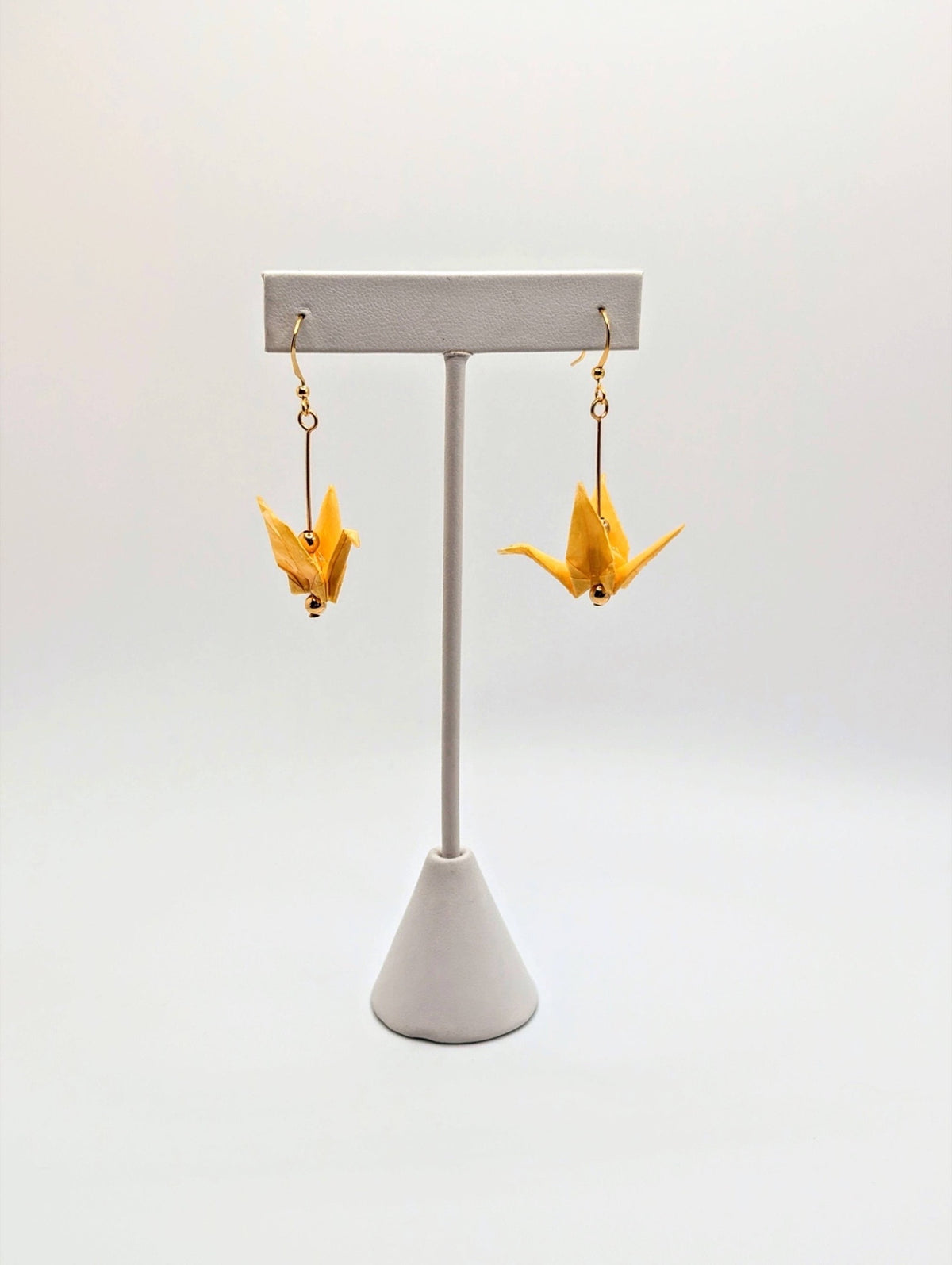 Soft Yellow Origami Crane Earrings