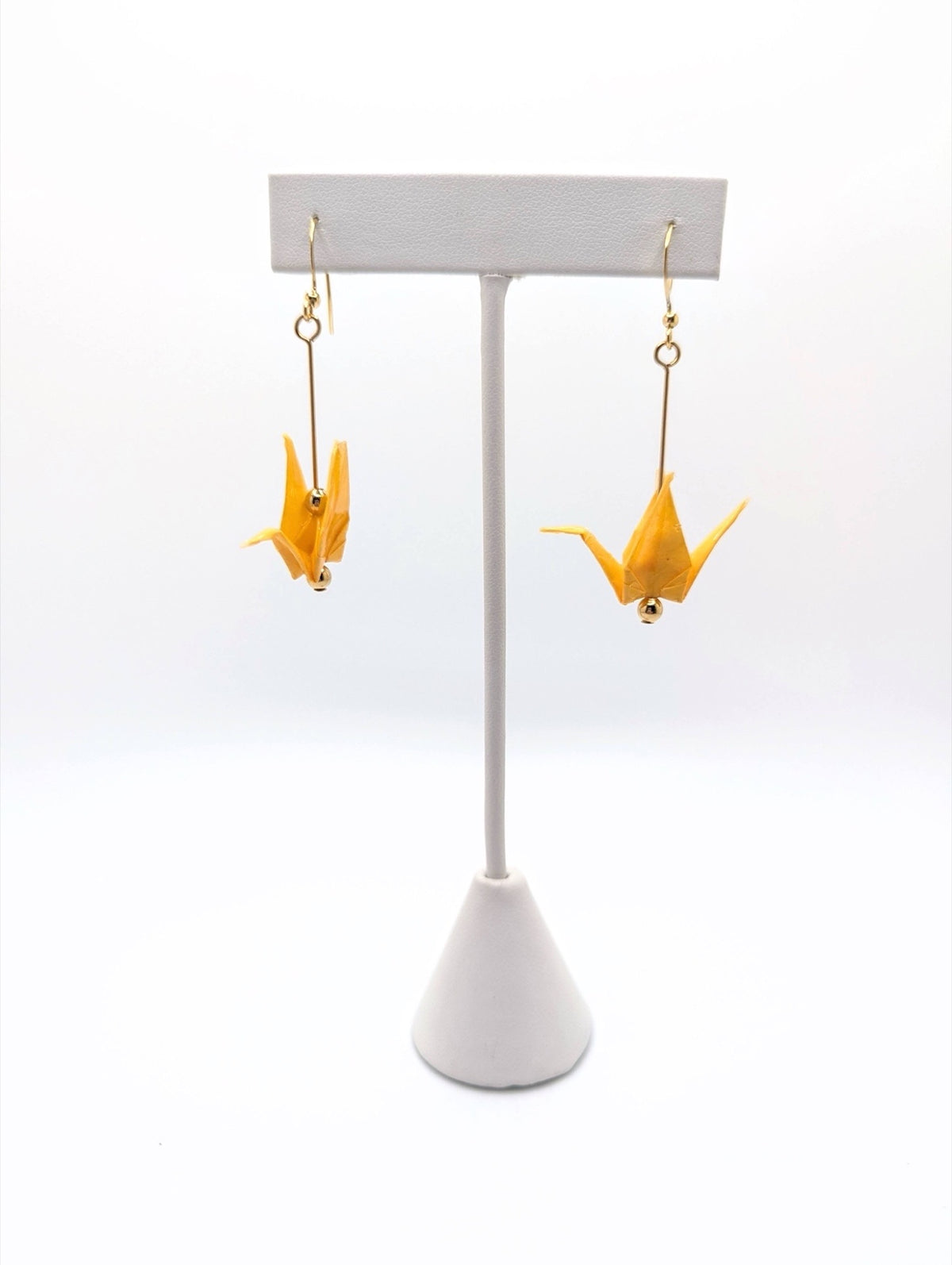 Soft Yellow Origami Crane Earrings