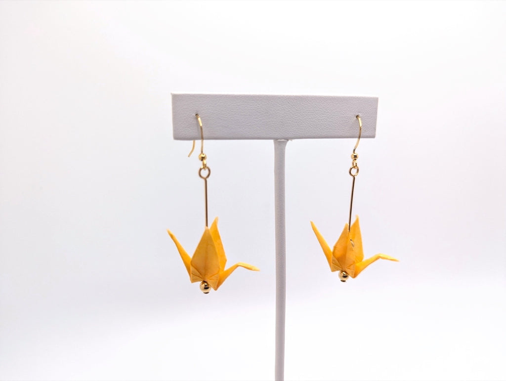 Soft Yellow Origami Crane Earrings