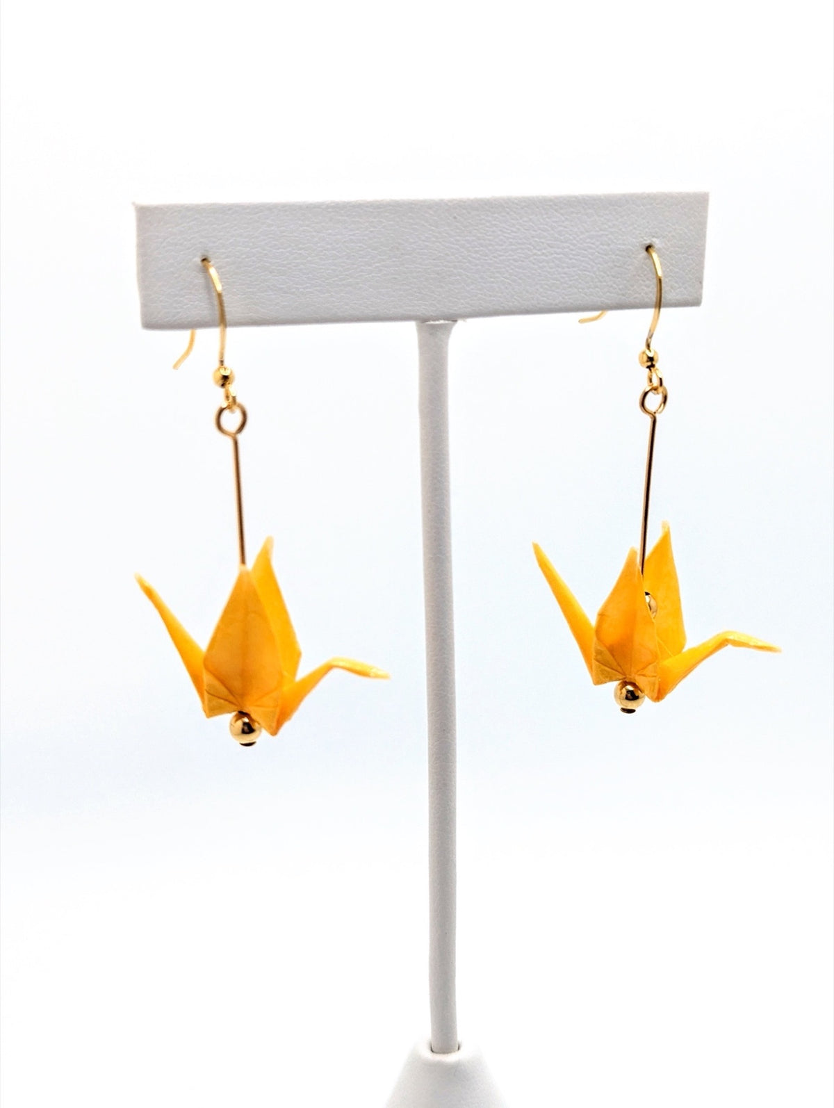 Soft Yellow Origami Crane Earrings
