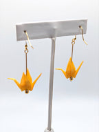 Soft Yellow Origami Crane Earrings