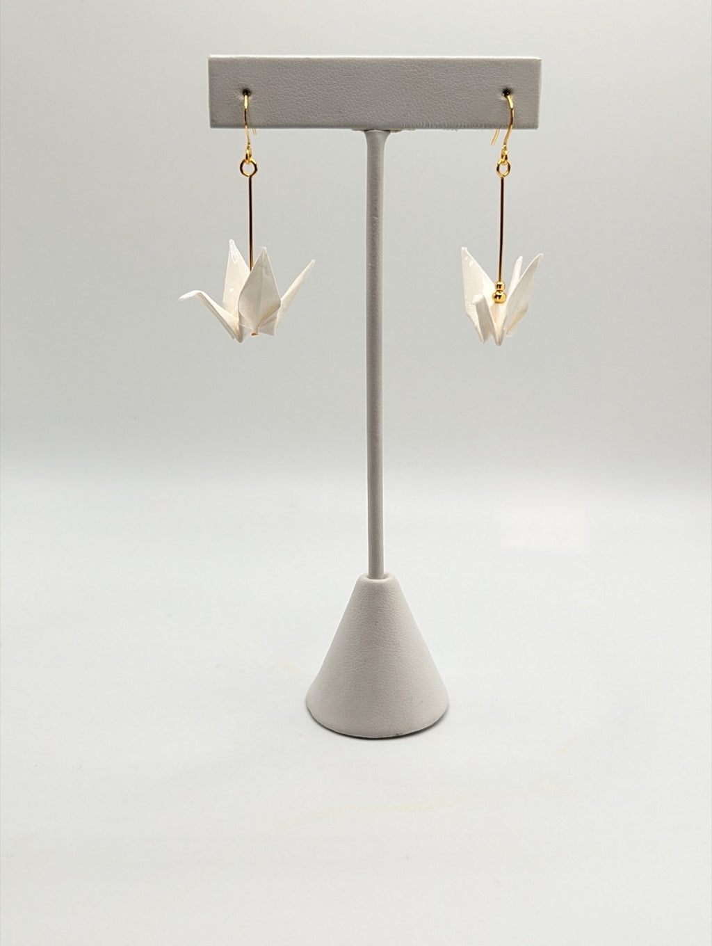 White Origami Crane Earrings