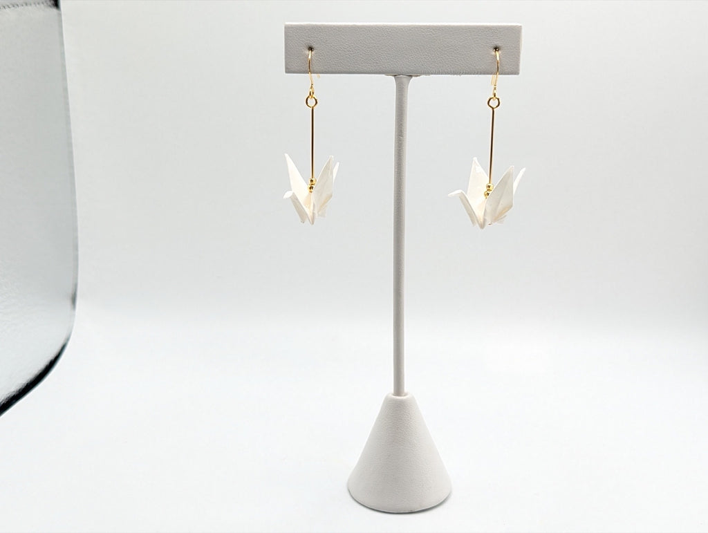 White Origami Crane Earrings