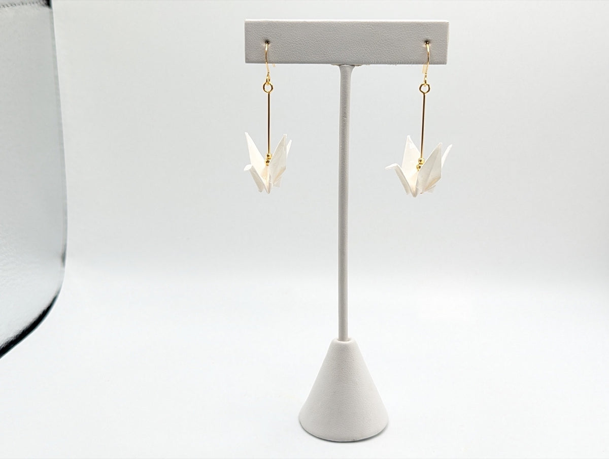 White Origami Crane Earrings