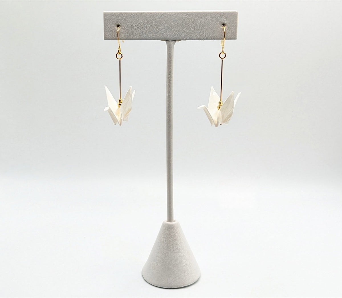 White Origami Crane Earrings