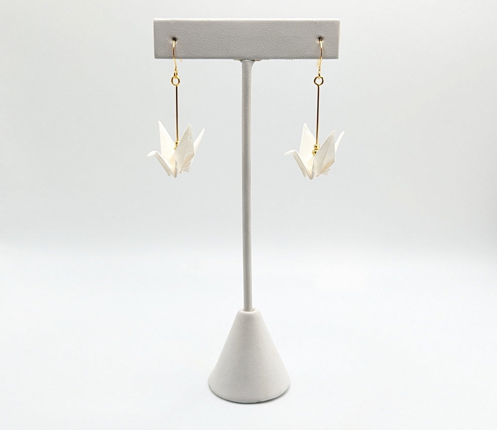White Origami Crane Earrings
