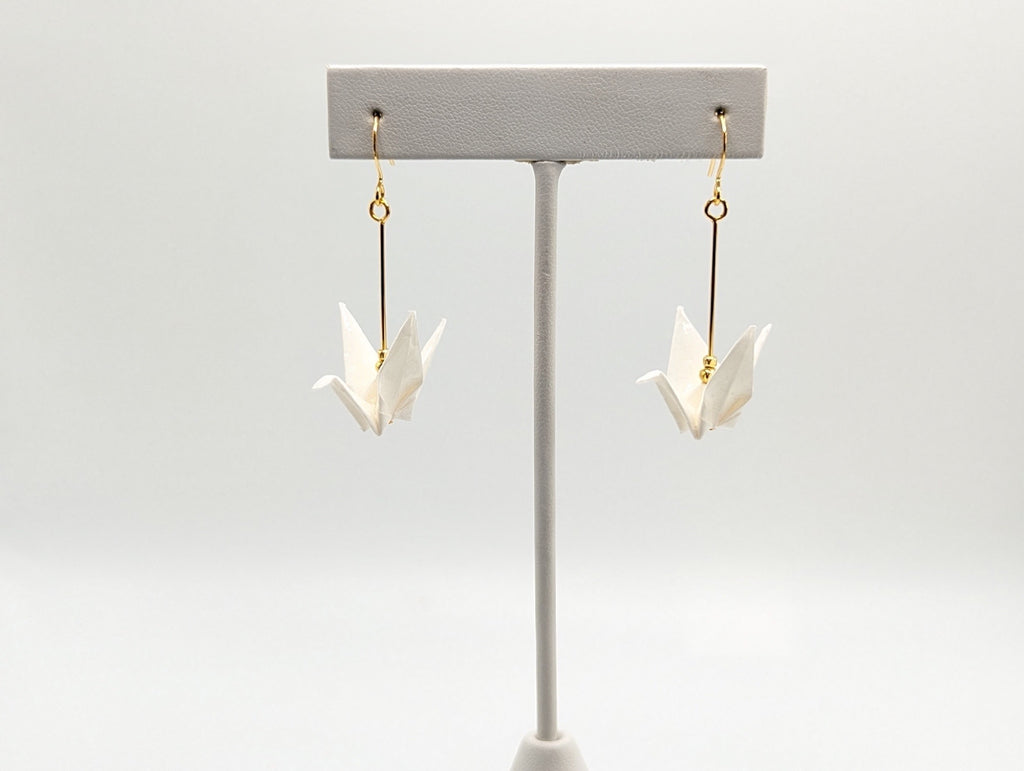 White Origami Crane Earrings