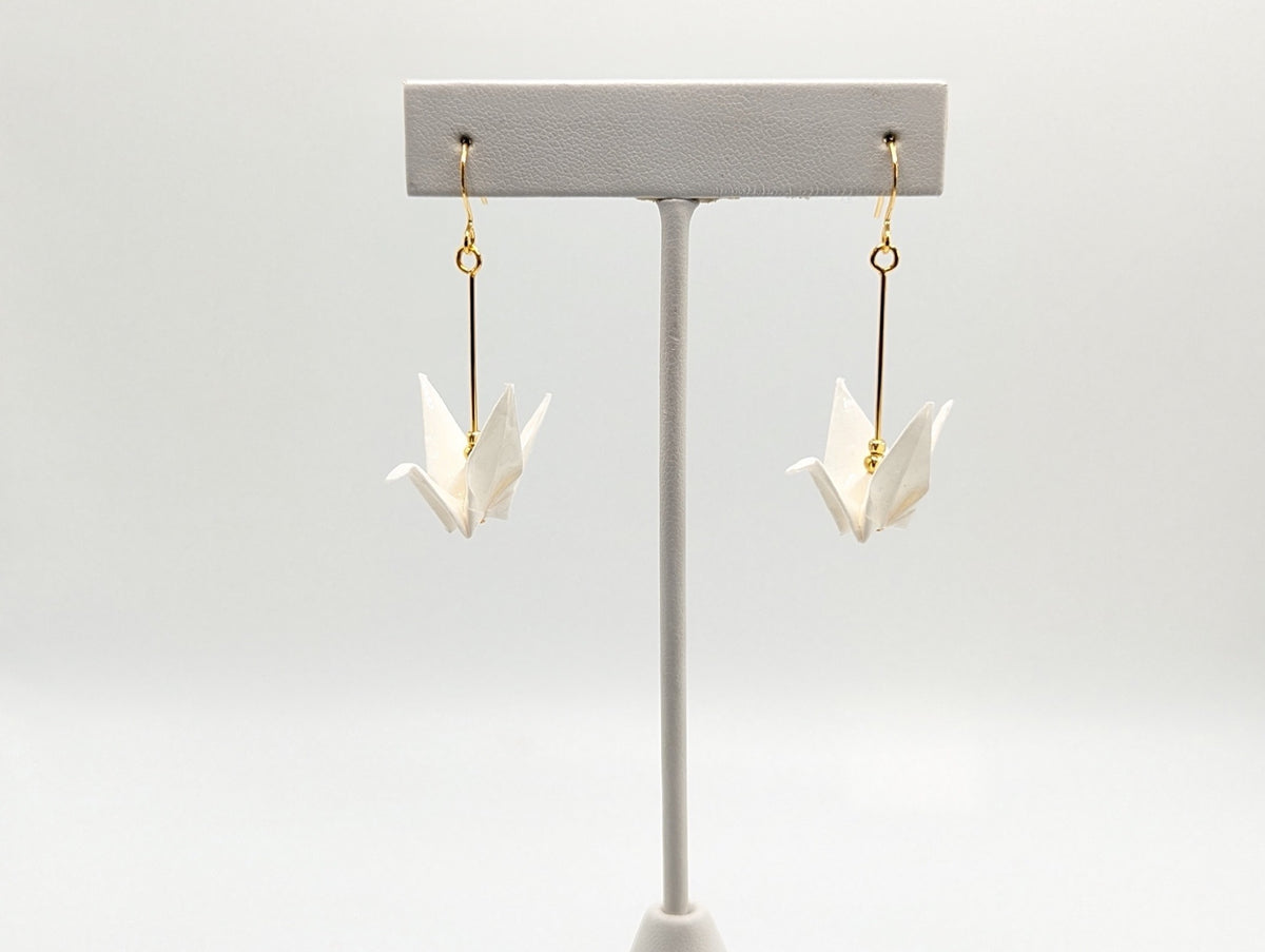 White Origami Crane Earrings