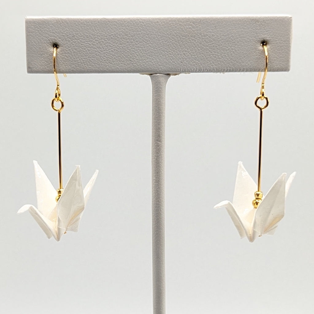 White Origami Crane Earrings