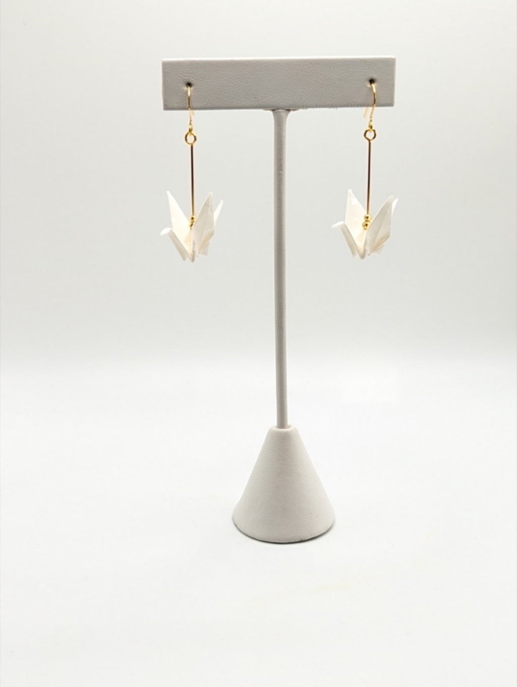 White Origami Crane Earrings