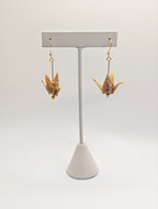 Yellow Blossom Origami Crane Earrings