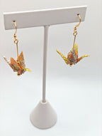 Yellow Blossom Origami Crane Earrings