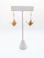 Yellow Blossom Origami Crane Earrings