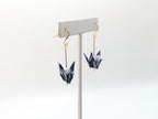 Blue Floral, Moonstone Origami Crane Earrings