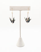 Dark Forest, Moonstone Origami Crane Earrings