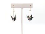 Dark Forest, Moonstone Origami Crane Earrings